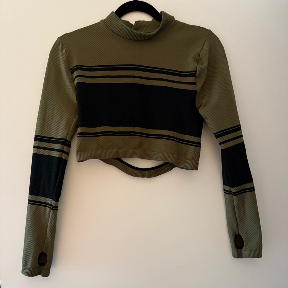 FP Movement by Free People Olive and Black Crop Top